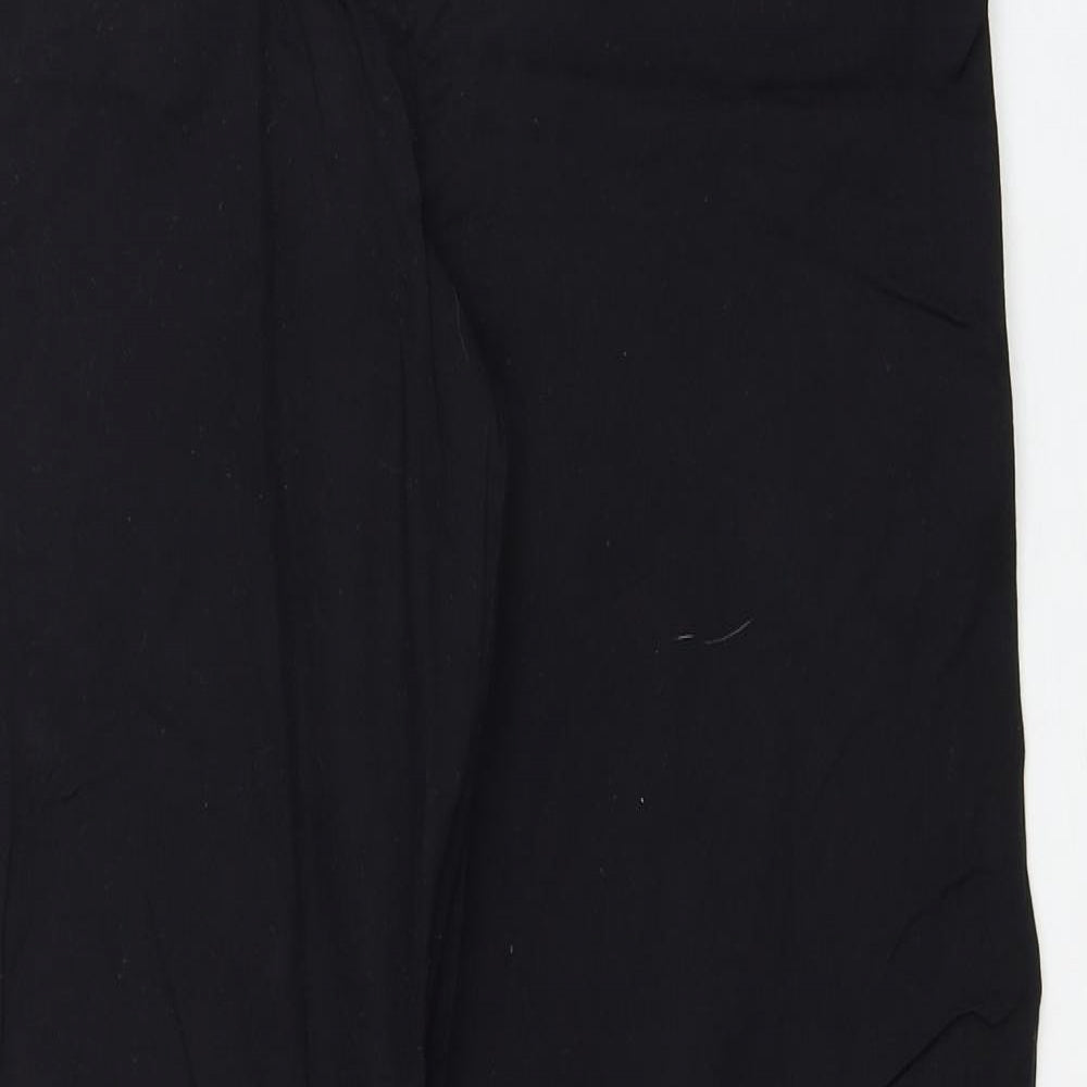 Marks and Spencer Womens Black Cotton Wide-Leg Jeans Size 14 Regular Zip