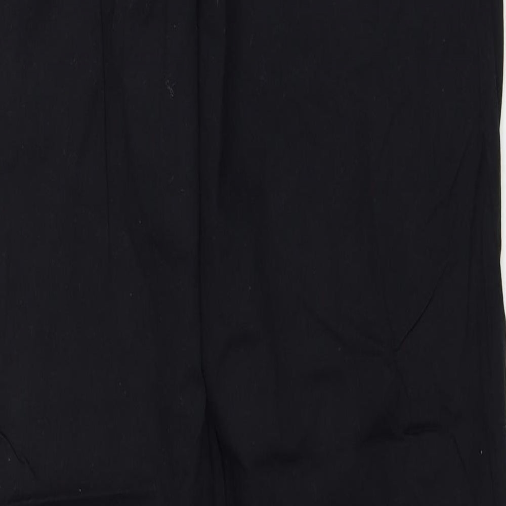 Marks and Spencer Womens Black Cotton Wide-Leg Jeans Size 14 Regular Zip