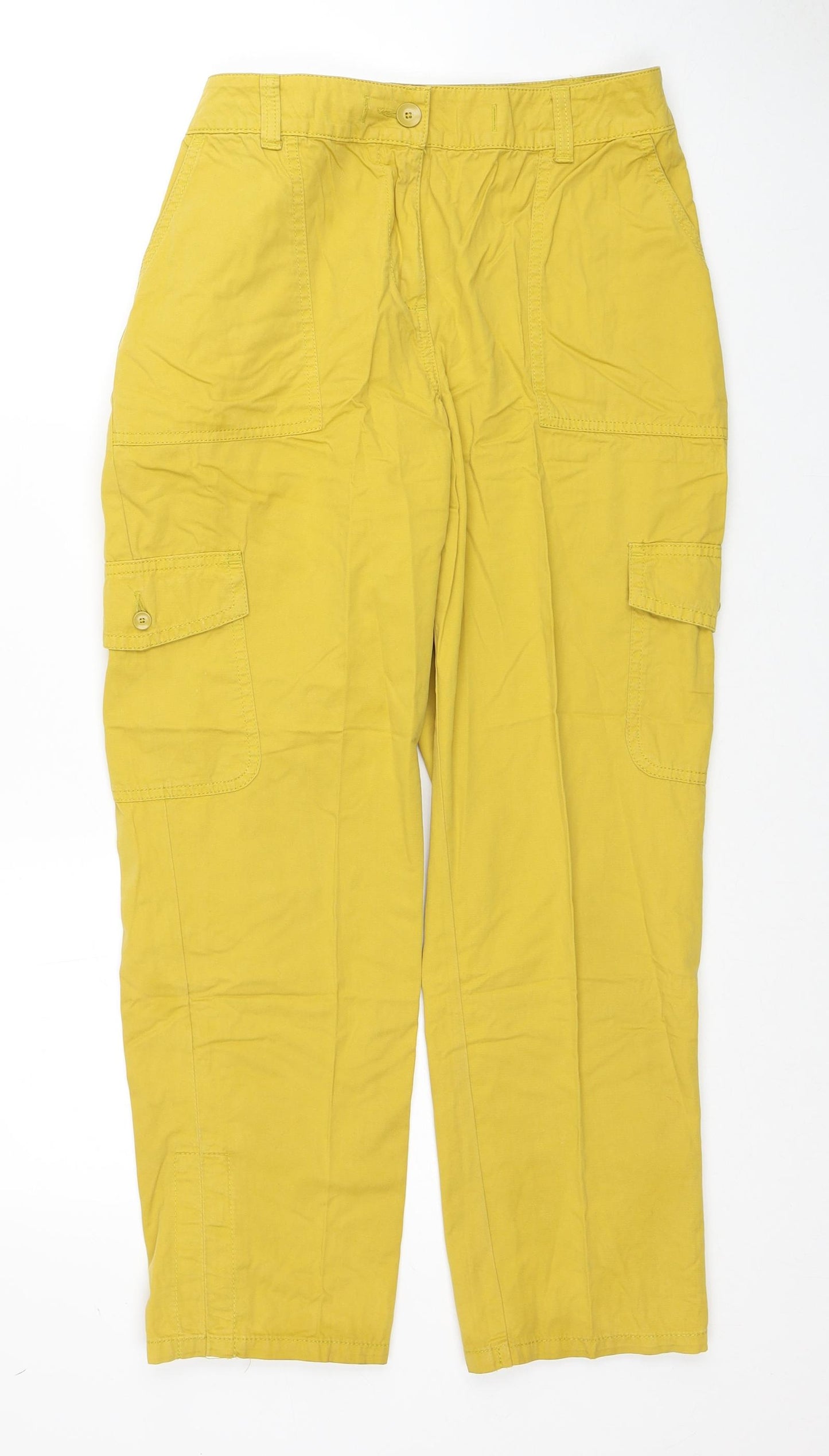 TU Womens Yellow Cotton Straight Jeans Size 12 Regular Zip