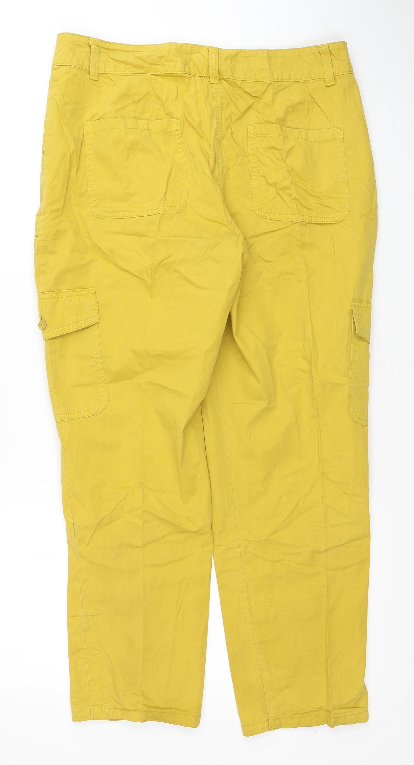 TU Womens Yellow Cotton Straight Jeans Size 12 Regular Zip