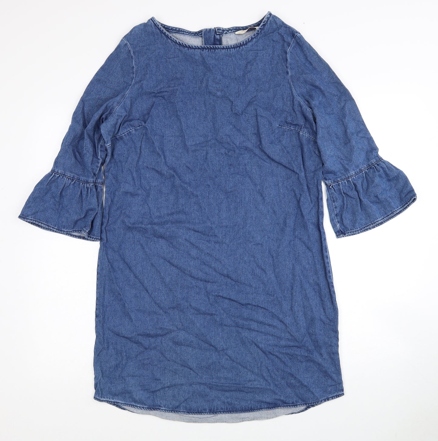 F&F Womens Blue Cotton Shift Size 12 Round Neck Zip