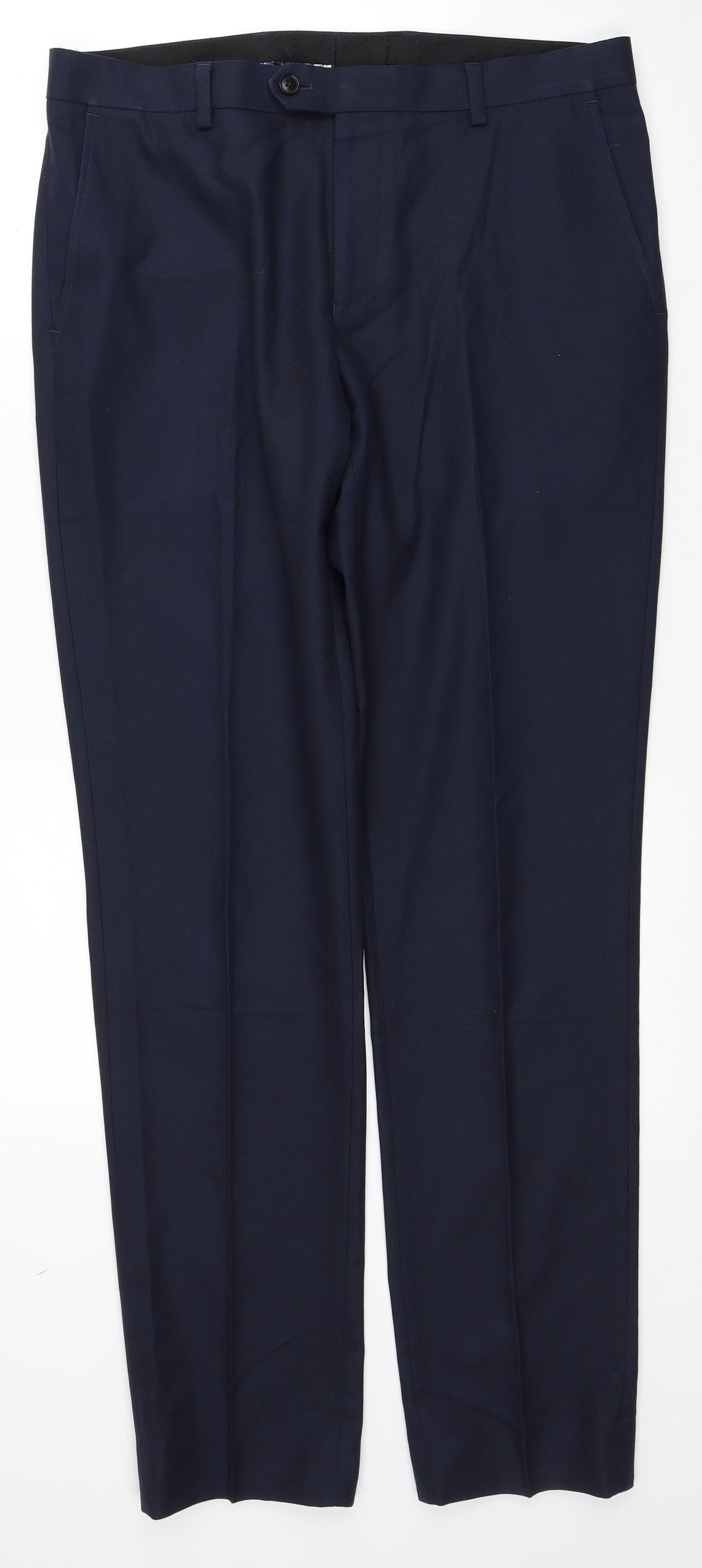 NEXT Mens Beige Polyester Dress Pants Trousers Size 34 in L33 in Regular Button