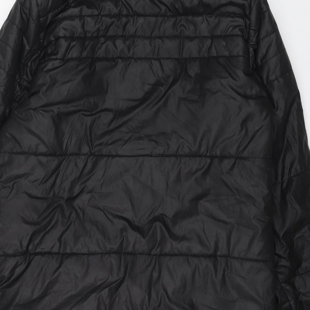 Preworn Womens Black Quilted Coat Size 10 Zip