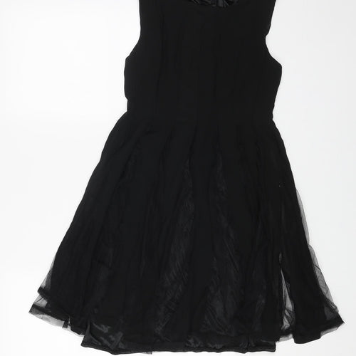 NEXT Womens Black Polyester Skater Dress Size 10 Round Neck Zip