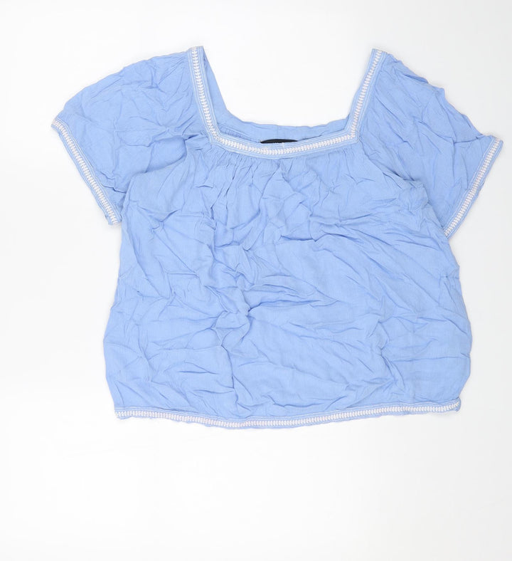 Dorothy Perkins Womens Blue Viscose Basic Blouse Size 10 Square Neck