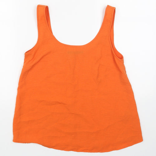 George Womens Orange Polyester Basic Tank Size 6 Scoop Neck