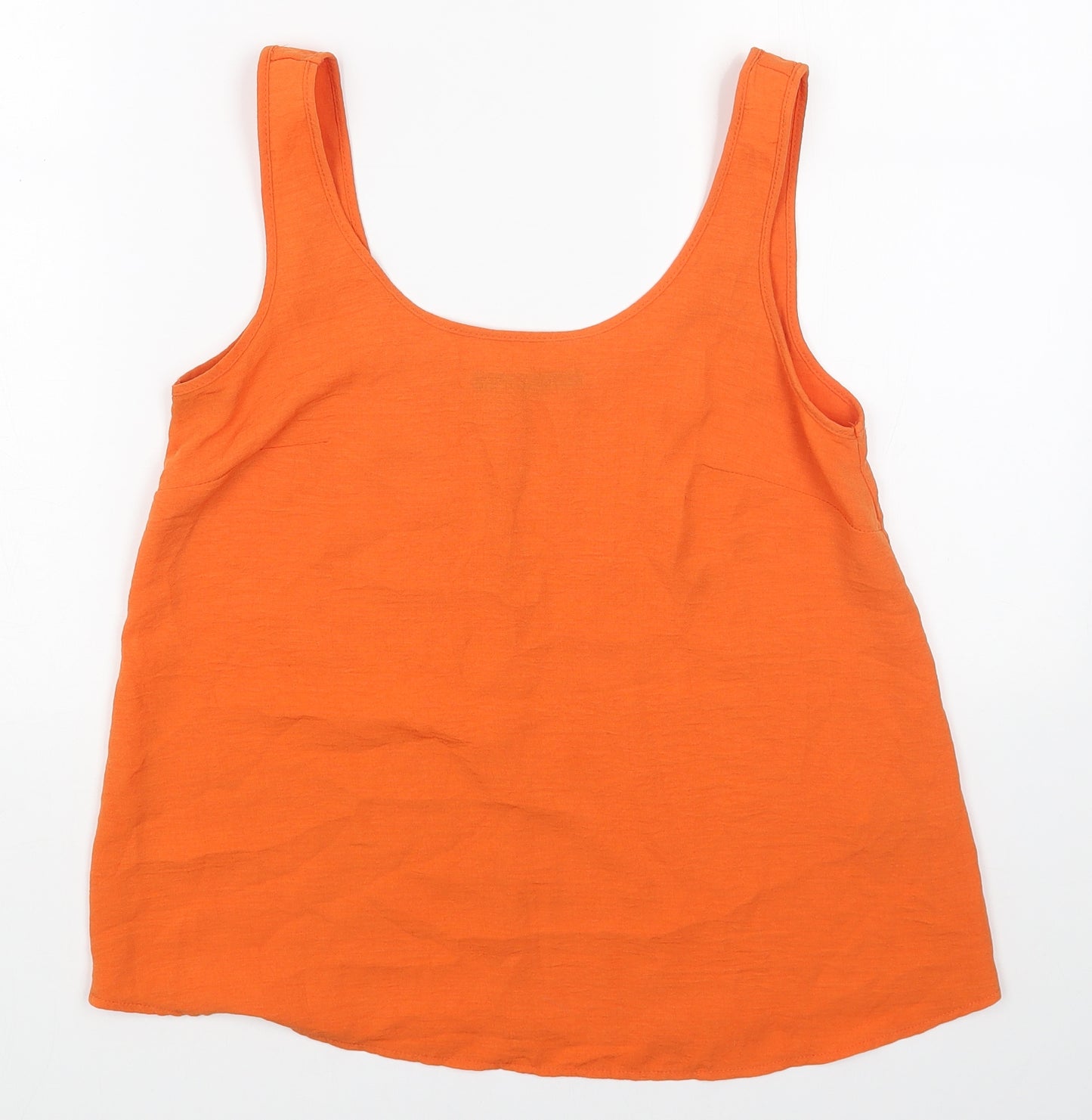 George Womens Orange Polyester Basic Tank Size 6 Scoop Neck