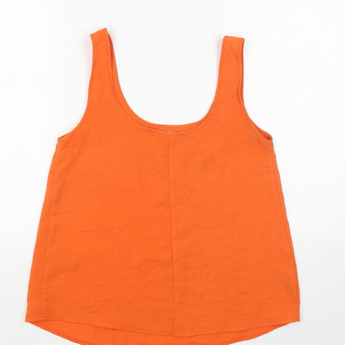 George Womens Orange Polyester Basic Tank Size 6 Scoop Neck
