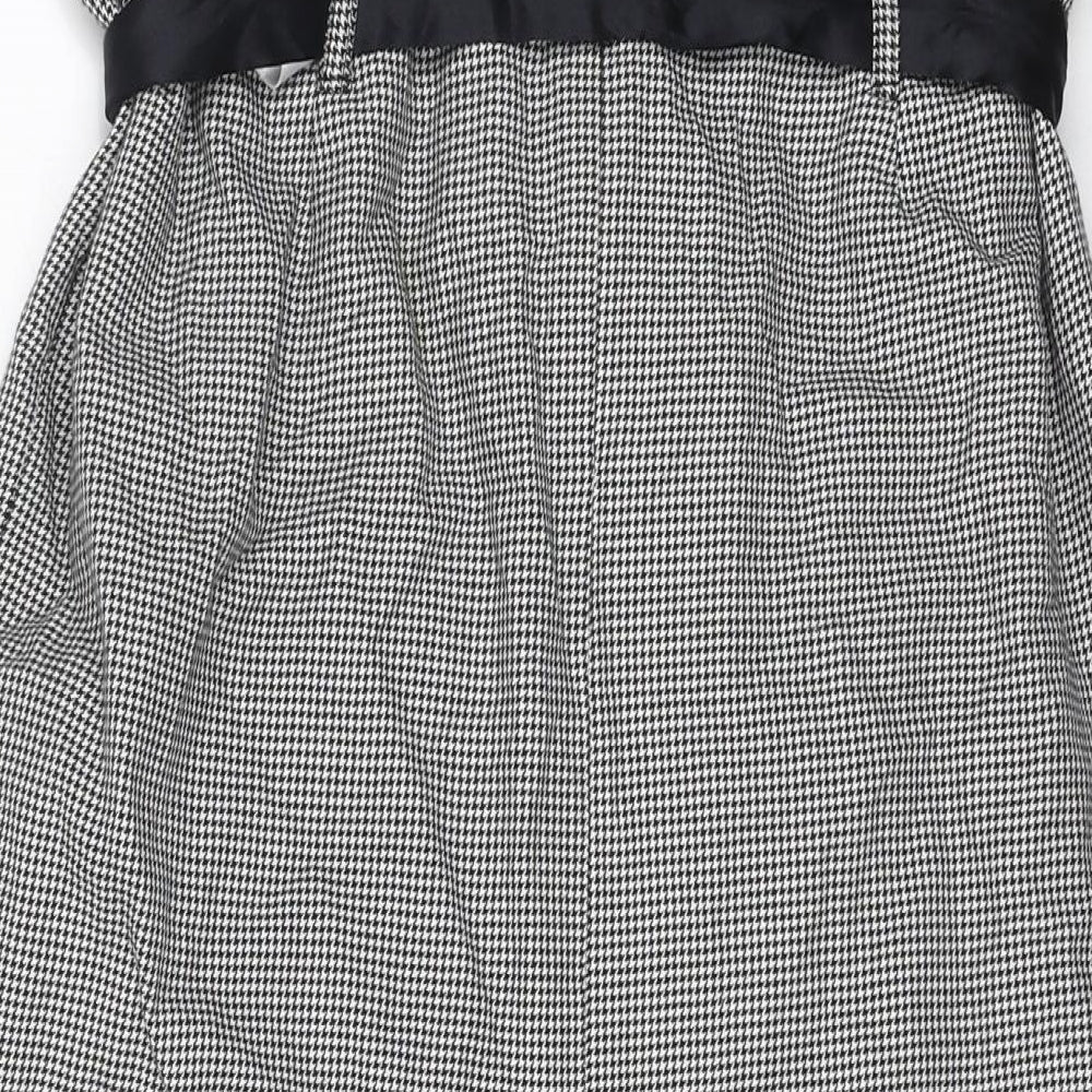 Oasis Womens Black Geometric Cotton Straight & Pencil Skirt Size 12 Zip - Houndstooth Pattern