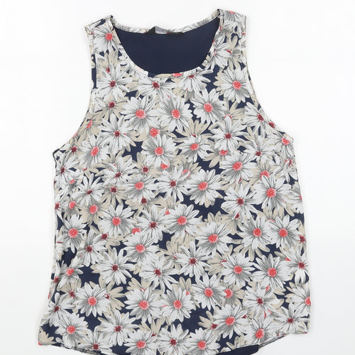 Dorothy Perkins Womens White Geometric Polyester Basic Tank Size 8 Round Neck