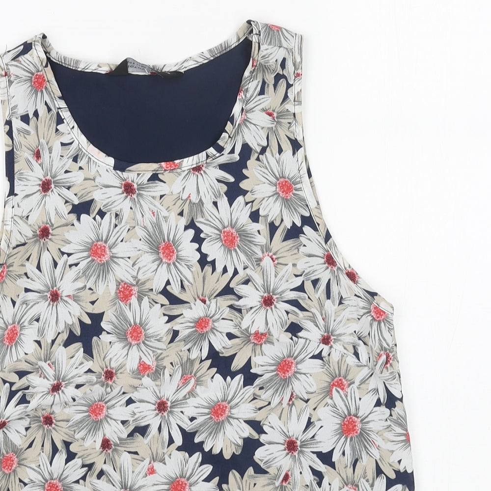 Dorothy Perkins Womens White Geometric Polyester Basic Tank Size 8 Round Neck