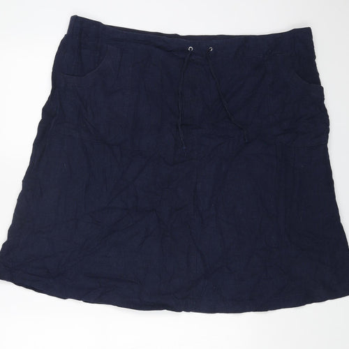 Preworn Womens Blue Cotton Straight & Pencil Skirt Size 46 in Drawstring