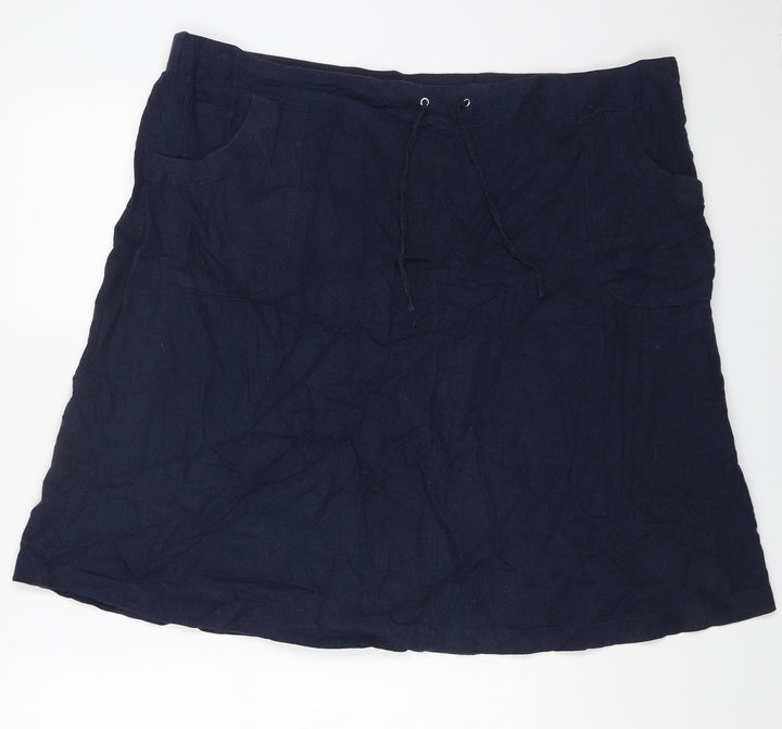 Preworn Womens Blue Cotton Straight & Pencil Skirt Size 46 in Drawstring