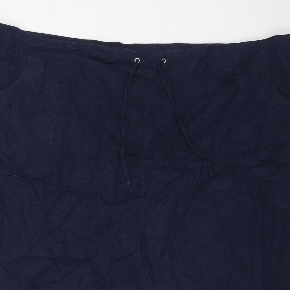 Preworn Womens Blue Cotton Straight & Pencil Skirt Size 46 in Drawstring
