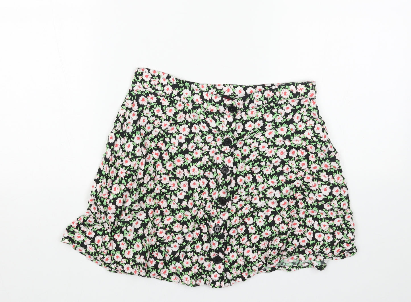 Motel rocks Womens Black Floral Viscose Mini Skirt Size M Button