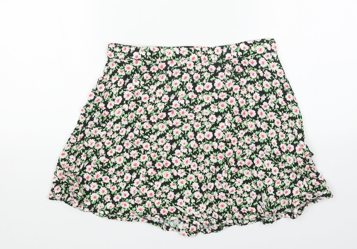 Motel rocks Womens Black Floral Viscose Mini Skirt Size M Button