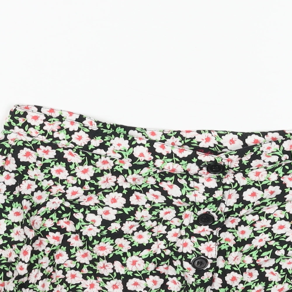 Motel rocks Womens Black Floral Viscose Mini Skirt Size M Button