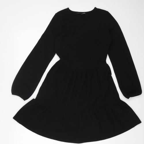 Quiz Womens Black Polyester A-Line Size 10 Round Neck Pullover