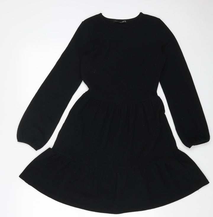 Quiz Womens Black Polyester A-Line Size 10 Round Neck Pullover