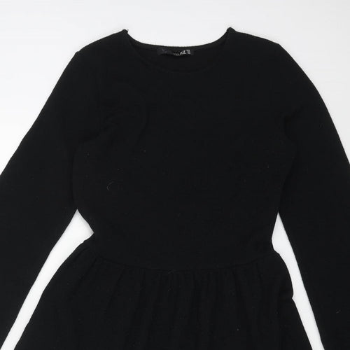 Quiz Womens Black Polyester A-Line Size 10 Round Neck Pullover