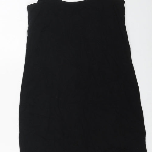 ASOS Womens Black Cotton Tank Dress Size 8 Off the Shoulder Pullover