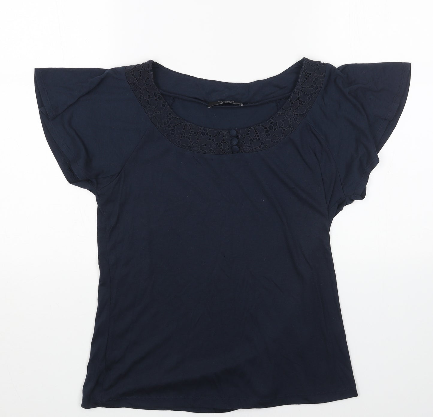 George Womens Blue Polyester Basic T-Shirt Size 14 Boat Neck