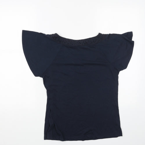 George Womens Blue Polyester Basic T-Shirt Size 14 Boat Neck