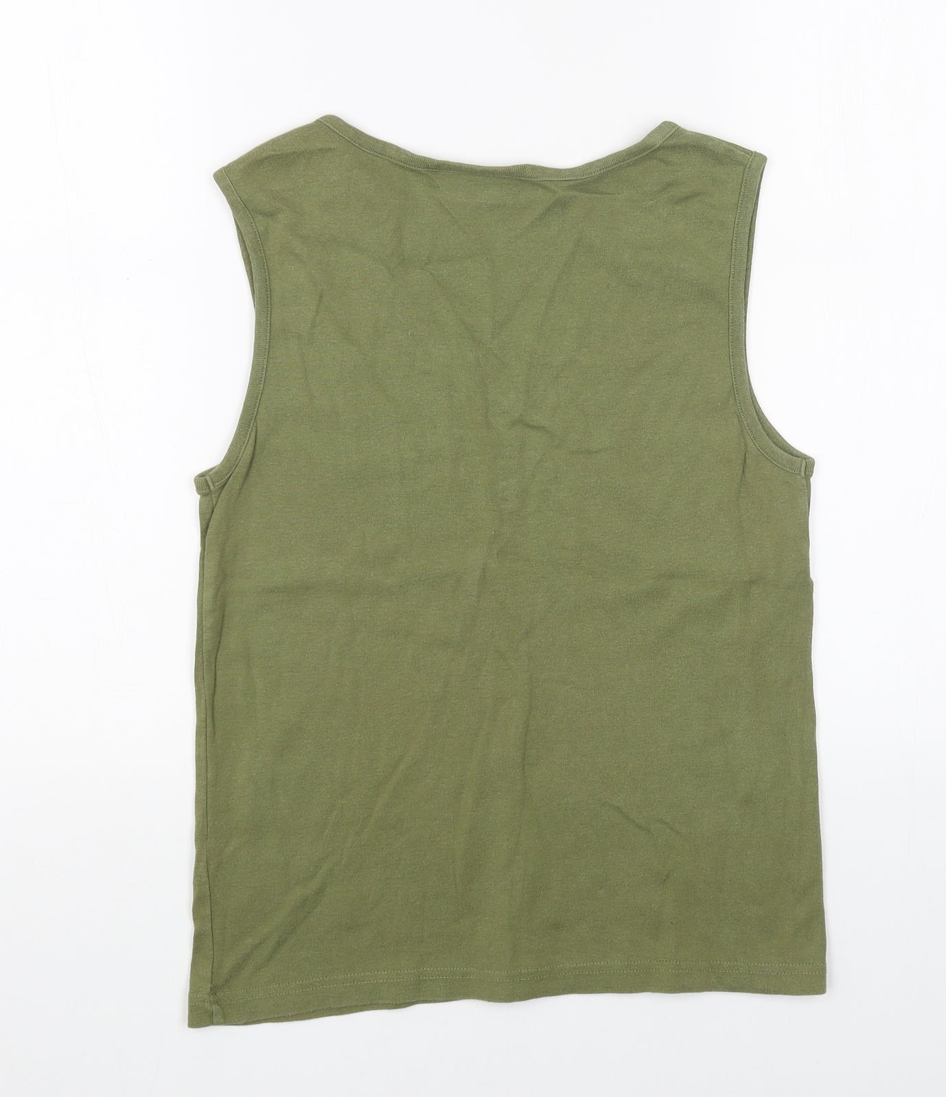 Wallis Womens Green Cotton Basic Tank Size 12 V-Neck