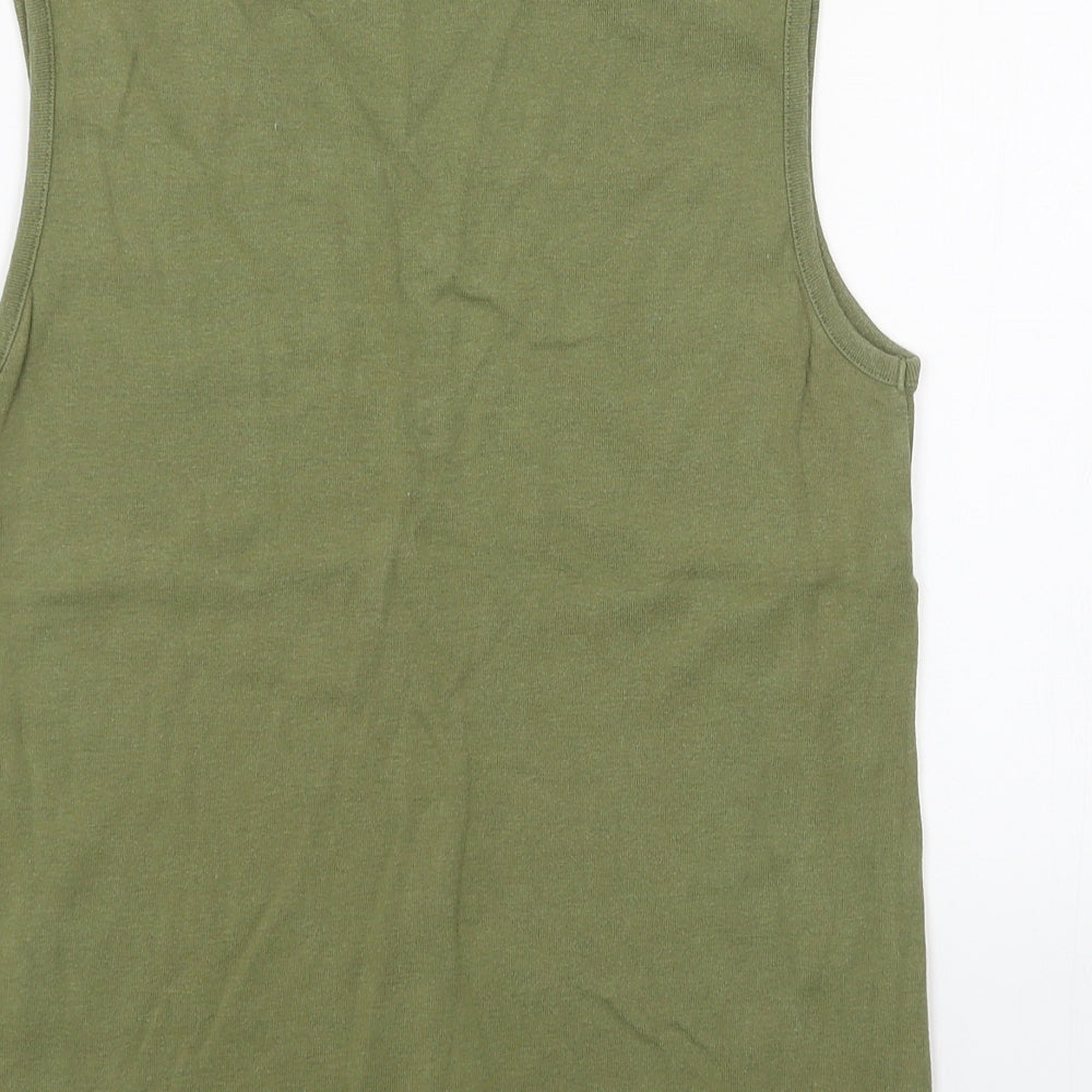 Wallis Womens Green Cotton Basic Tank Size 12 V-Neck