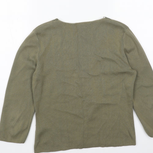 Principles Womens Green V-Neck Cotton Pullover Jumper Size 14