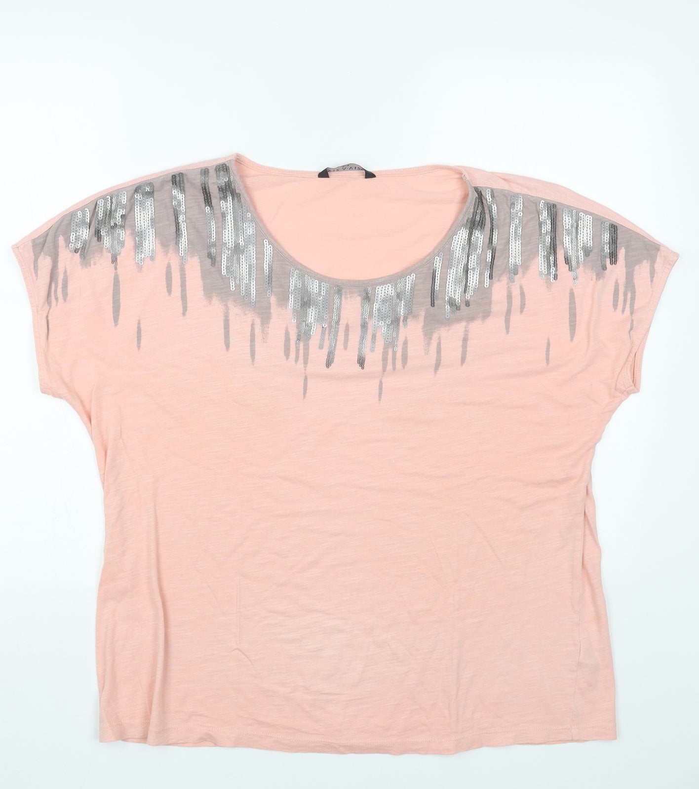 Viz A Viz Womens Pink Cotton Basic T-Shirt Size 16 Round Neck