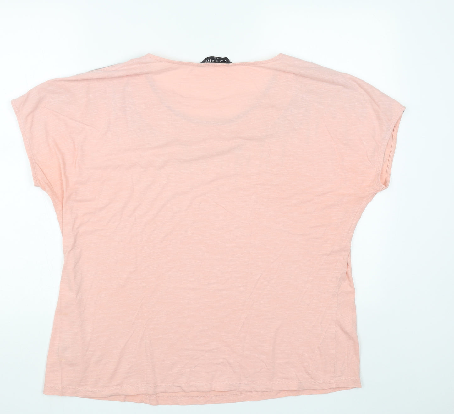 Viz A Viz Womens Pink Cotton Basic T-Shirt Size 16 Round Neck