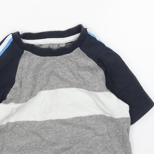 NEXT Boys Grey Colourblock Cotton Basic T-Shirt Size 12 Months Round Neck Pullover