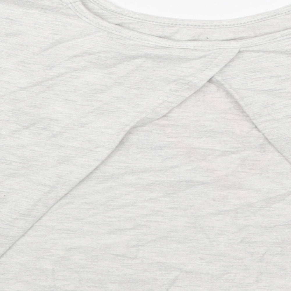 Preworn Womens Grey Cotton Cropped T-Shirt Size 10 Round Neck - #Happy