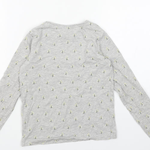 Primark Girls Grey Geometric Cotton Basic T-Shirt Size 7-8 Years Round Neck Pullover - Believe Everyday