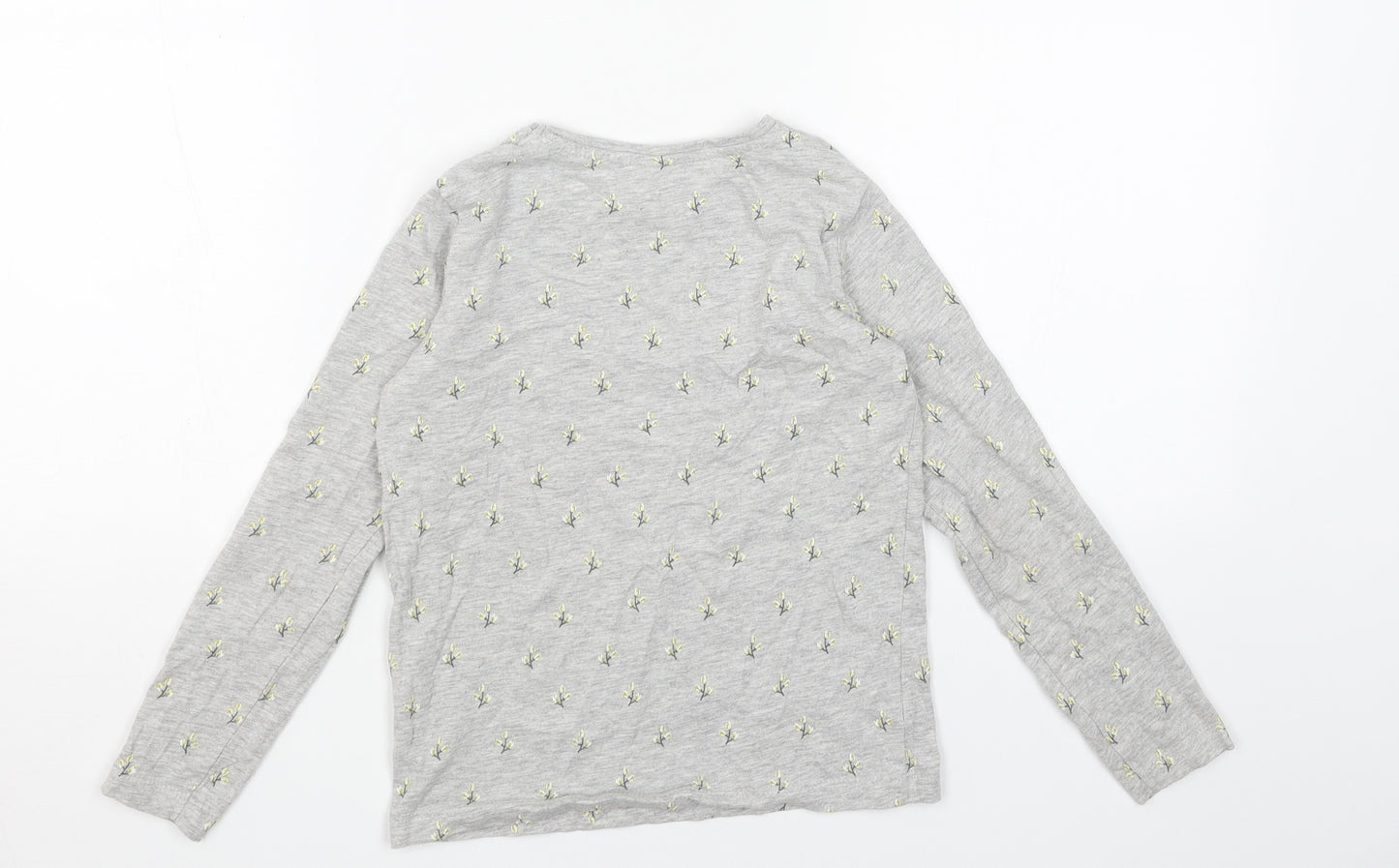 Primark Girls Grey Geometric Cotton Basic T-Shirt Size 7-8 Years Round Neck Pullover - Believe Everyday