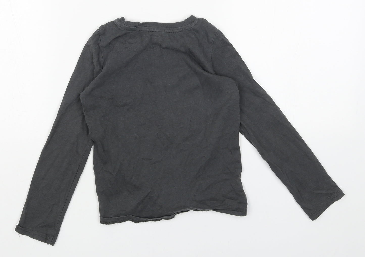 Nutmeg Girls Grey Cotton Basic T-Shirt Size 6-7 Years Round Neck Pullover