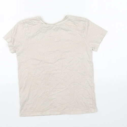 George Womens Beige Cotton Basic T-Shirt Size 10 Round Neck