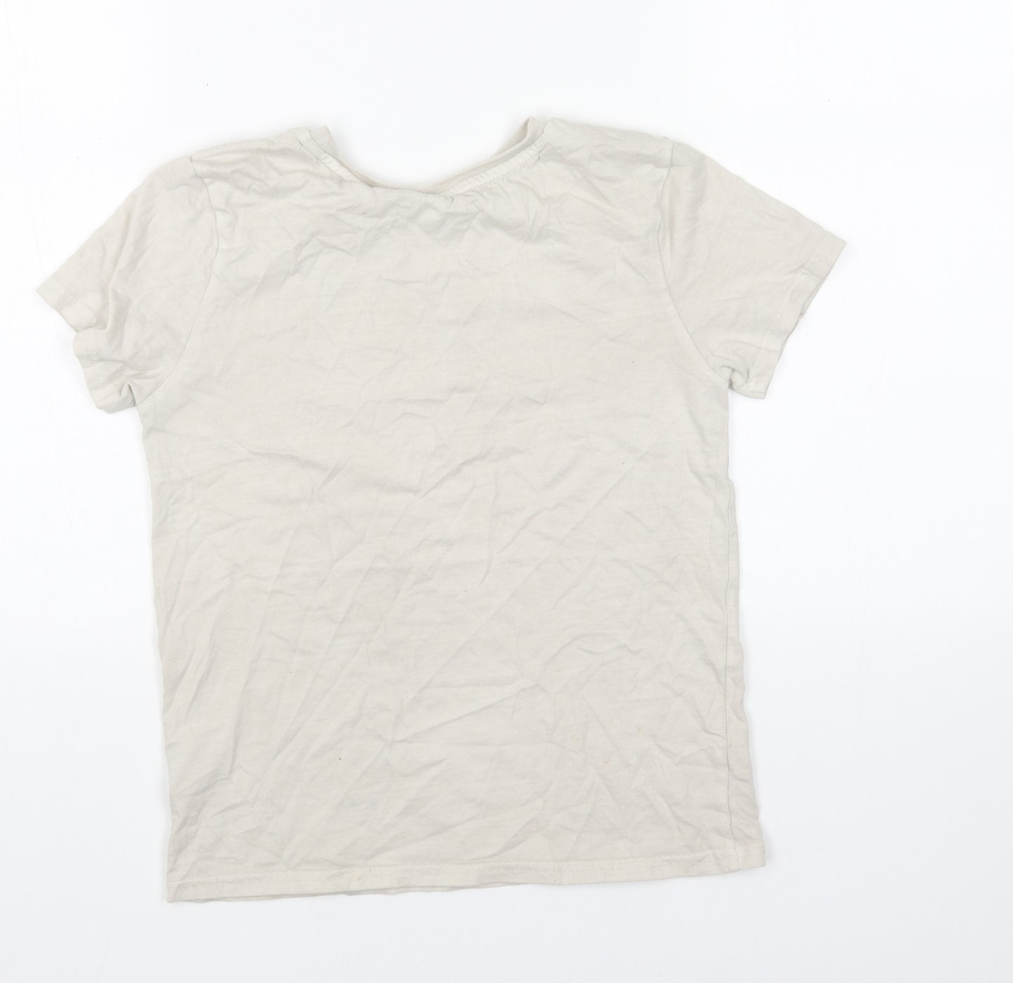 George Womens Beige Cotton Basic T-Shirt Size 10 Round Neck