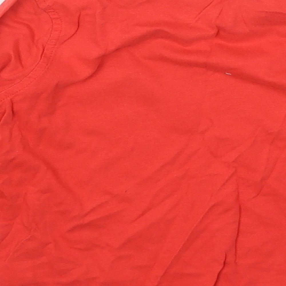 George Boys Red Cotton Basic T-Shirt Size 3-4 Years Round Neck Pullover - Tractor
