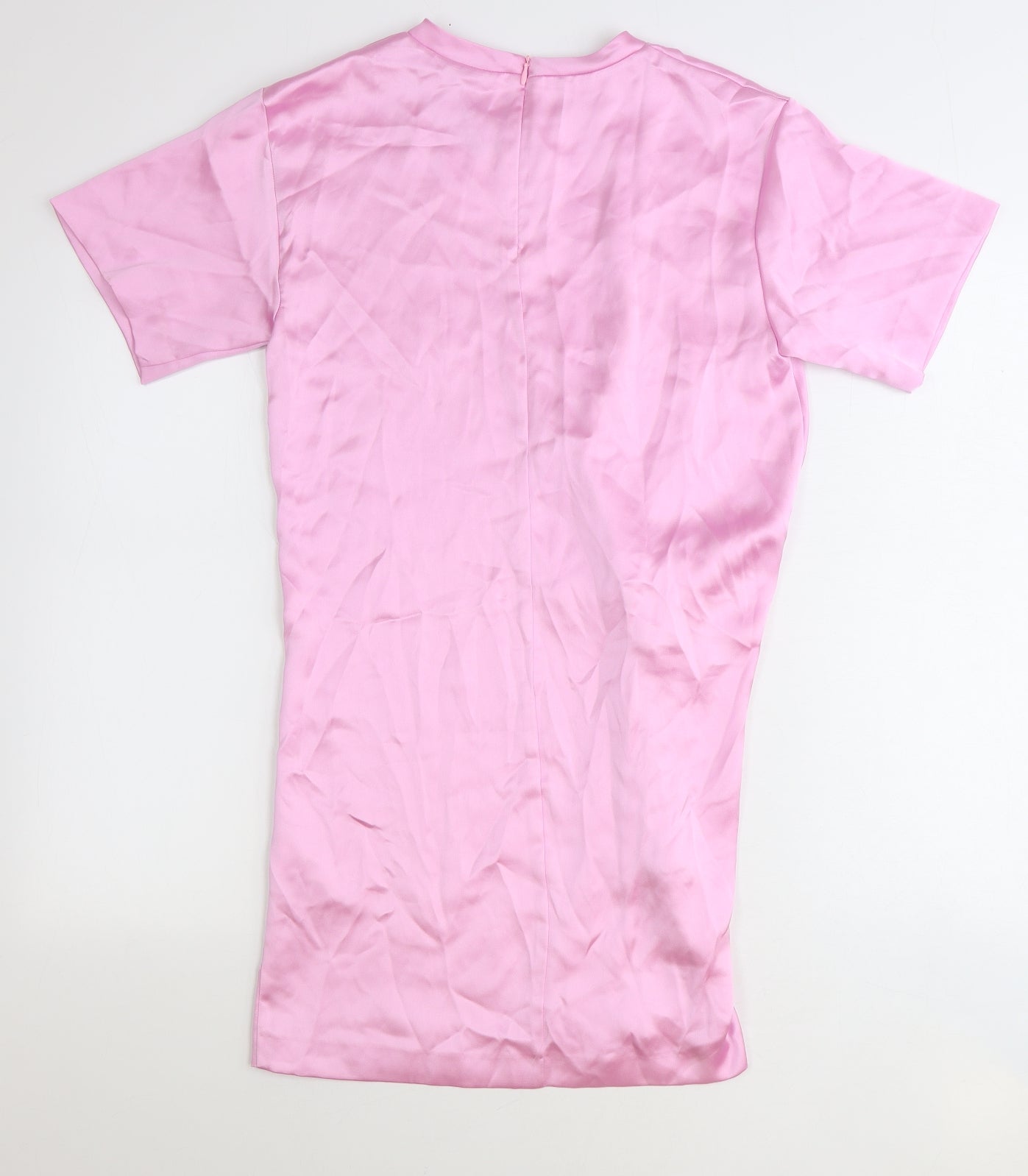 Zara Womens Pink Polyester T-Shirt Dress Size XS Round Neck Zip