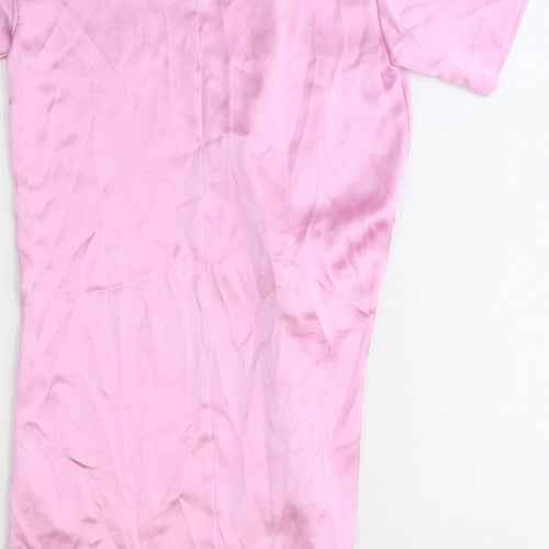 Zara Womens Pink Polyester T-Shirt Dress Size XS Round Neck Zip