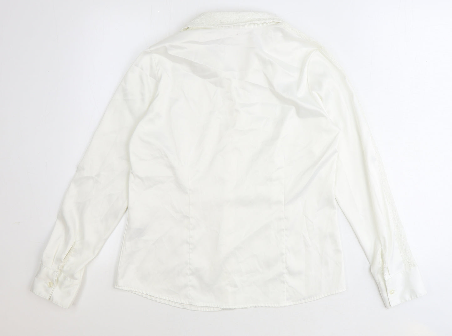 Alessa W Womens White Polyester Basic Button-Up Size 12 Collared