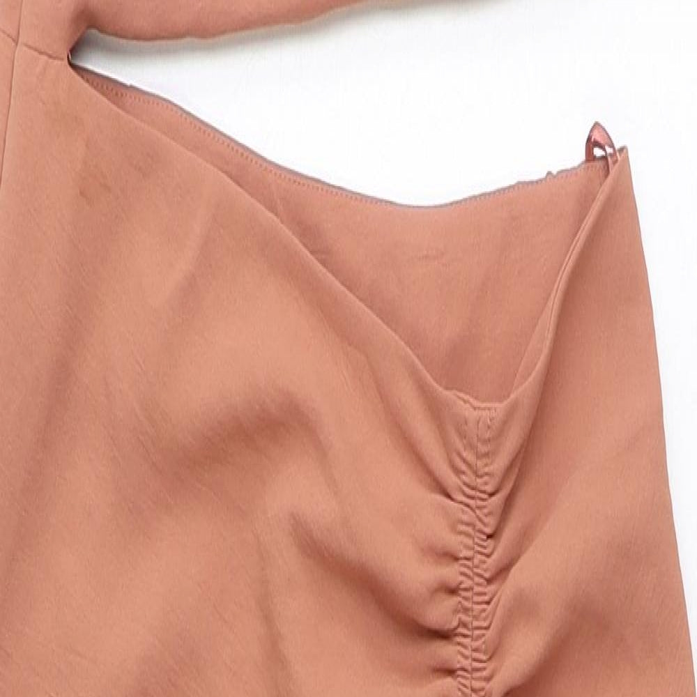 Zara Womens Brown Polyester Bodycon Size XS Off the Shoulder Zip