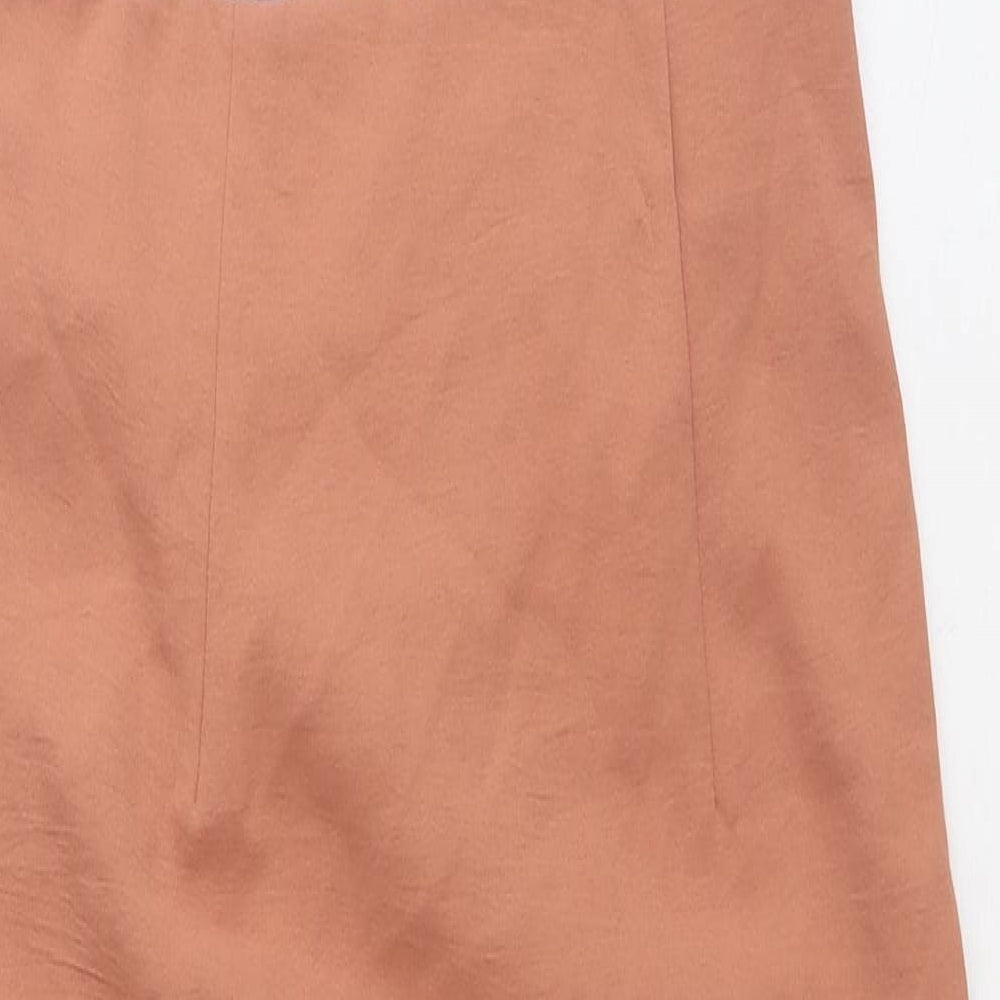 Zara Womens Brown Polyester Bodycon Size XS Off the Shoulder Zip
