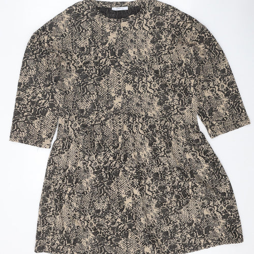 Zara Womens Multicoloured Geometric Polyester T-Shirt Dress Size M Round Neck Pullover