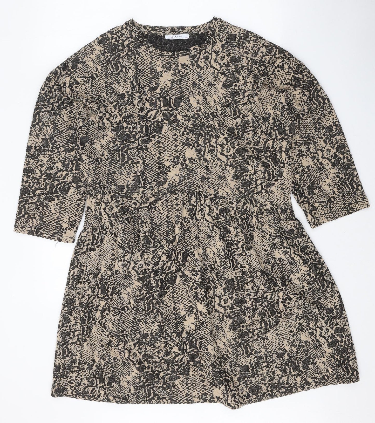 Zara Womens Multicoloured Geometric Polyester T-Shirt Dress Size M Round Neck Pullover