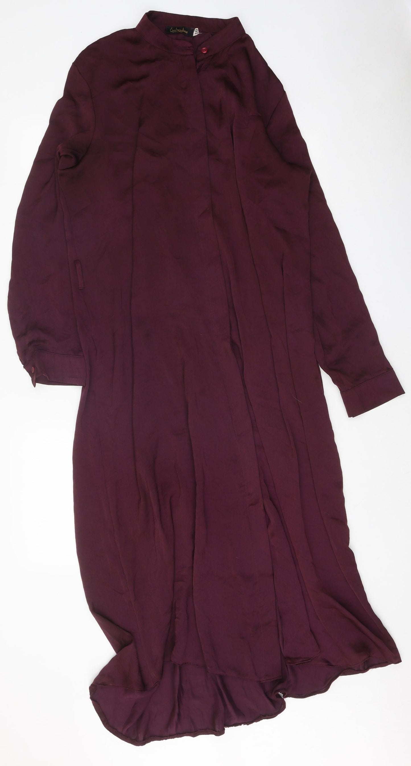 Zadina Womens Red Polyester Shirt Dress Size 16 V-Neck Button