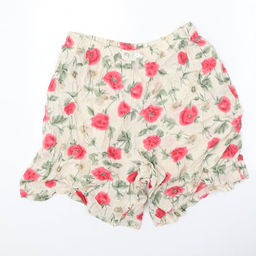Jaclyn Smith Womens Multicoloured Floral Polyester Cut-Off Shorts Size L Regular Button
