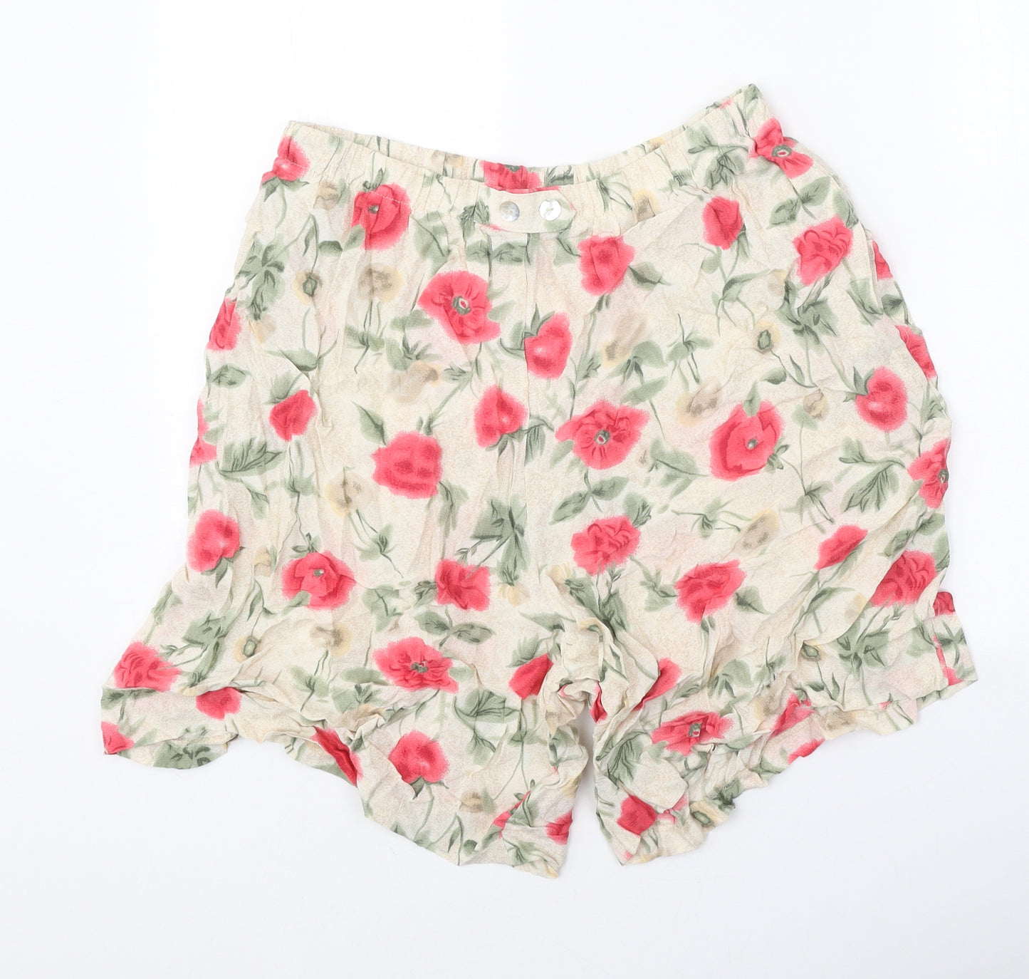 Jaclyn Smith Womens Multicoloured Floral Polyester Cut-Off Shorts Size L Regular Button